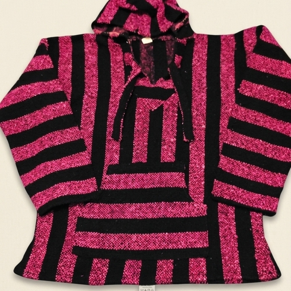 Pink and Black Striped Women's Sweater